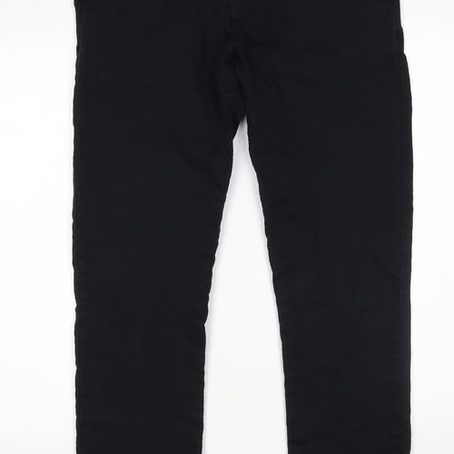 M&S Mens Black  Cotton Chino Trousers Size 34 L31 in Slim