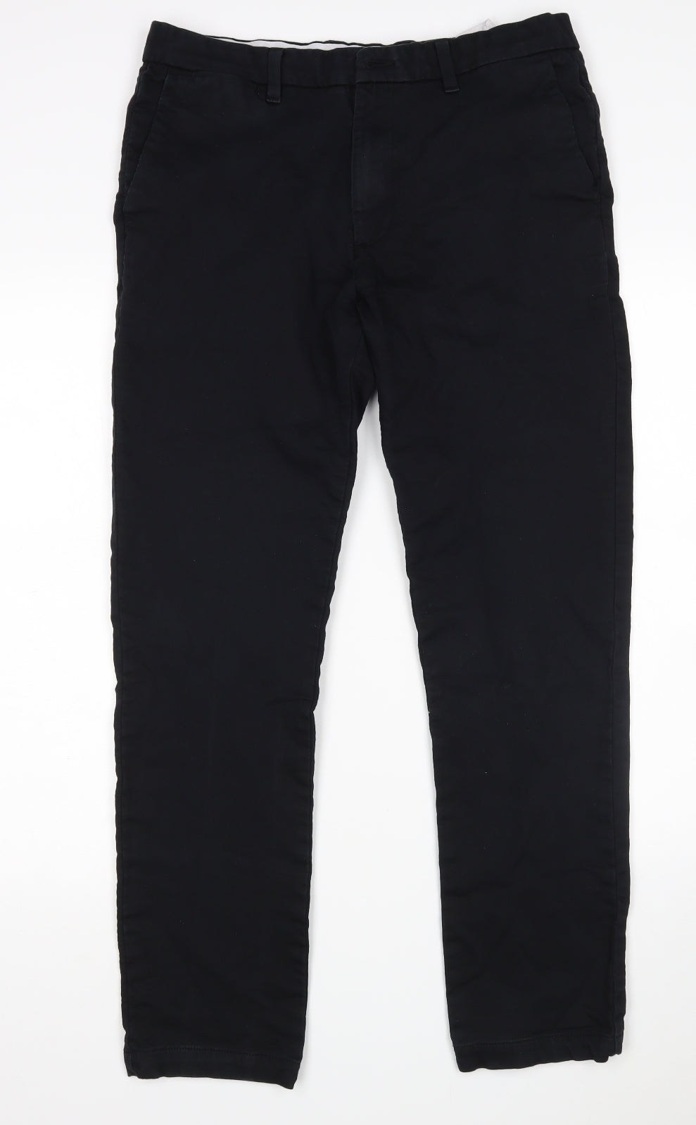 M&S Mens Black  Cotton Chino Trousers Size 34 L31 in Slim