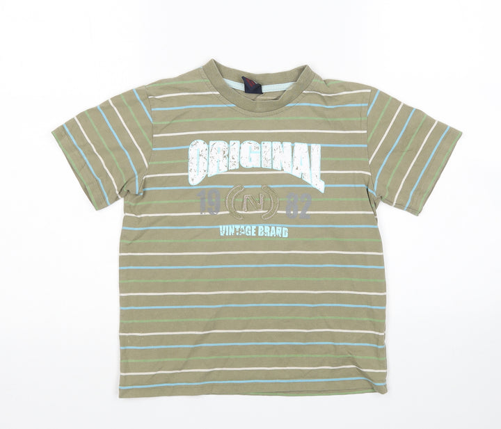 NEXT Boys Multicoloured Striped Cotton Basic T-Shirt Size 8 Years Round Neck