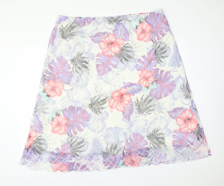 EYE CATCH Womens Multicoloured Floral Polyester A-Line Skirt Size 26