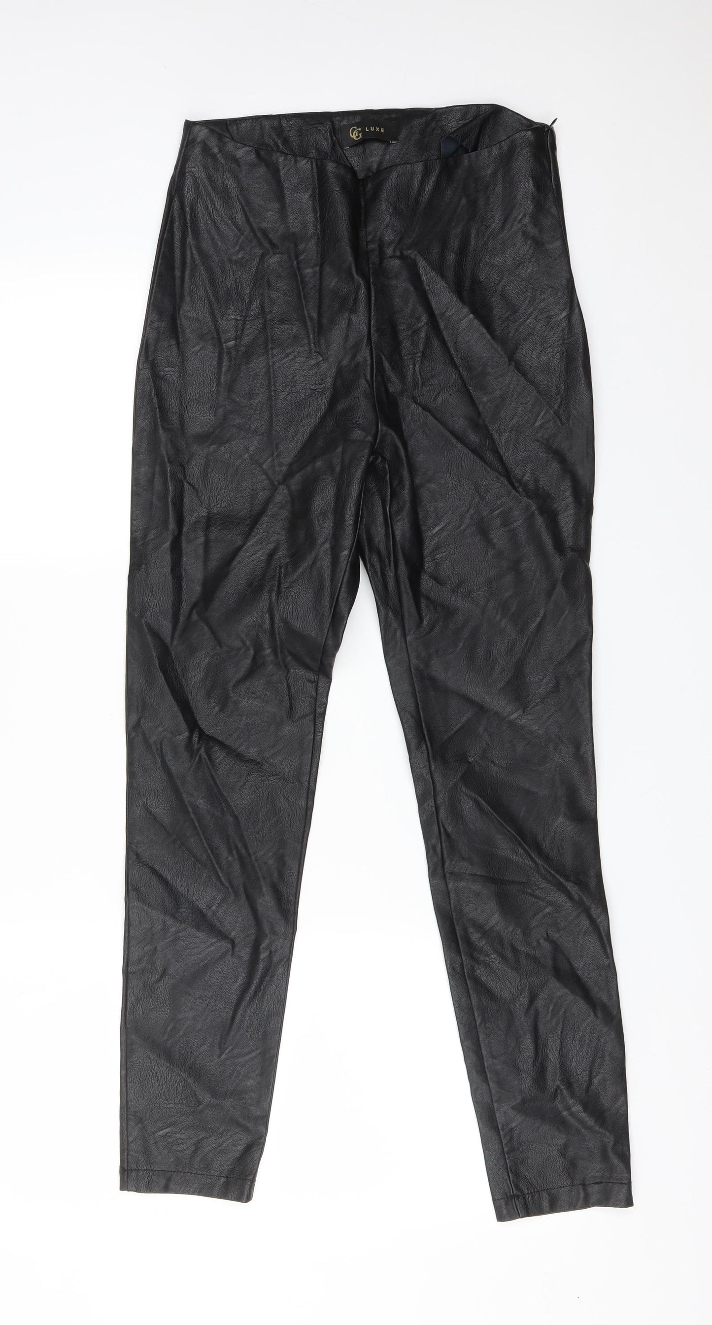 Luxe Womens Black  Polyester Trousers  Size M L28 in Regular