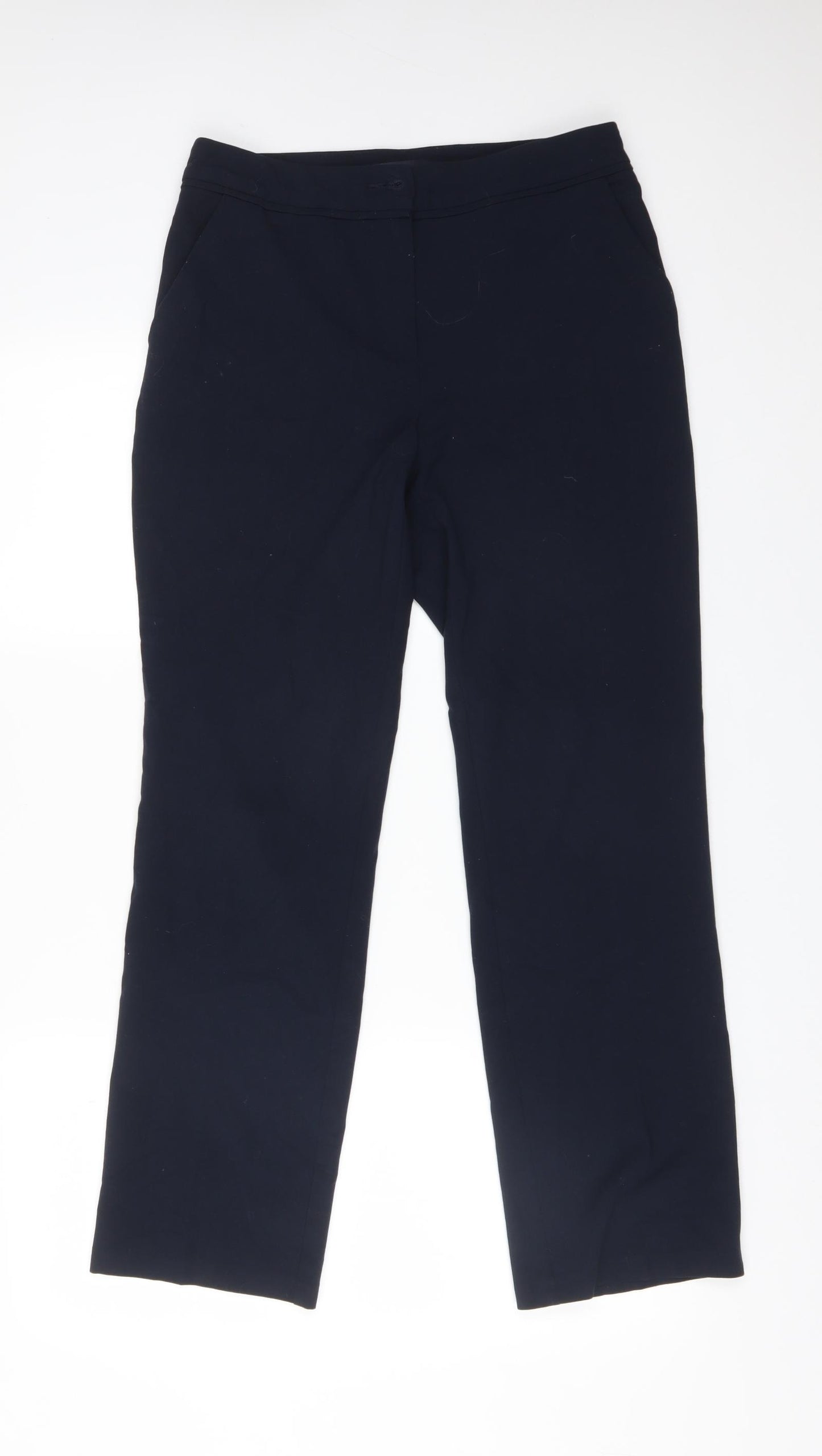 M&S Womens Blue  Polyester Dress Pants Trousers Size 10 L28 in Regular