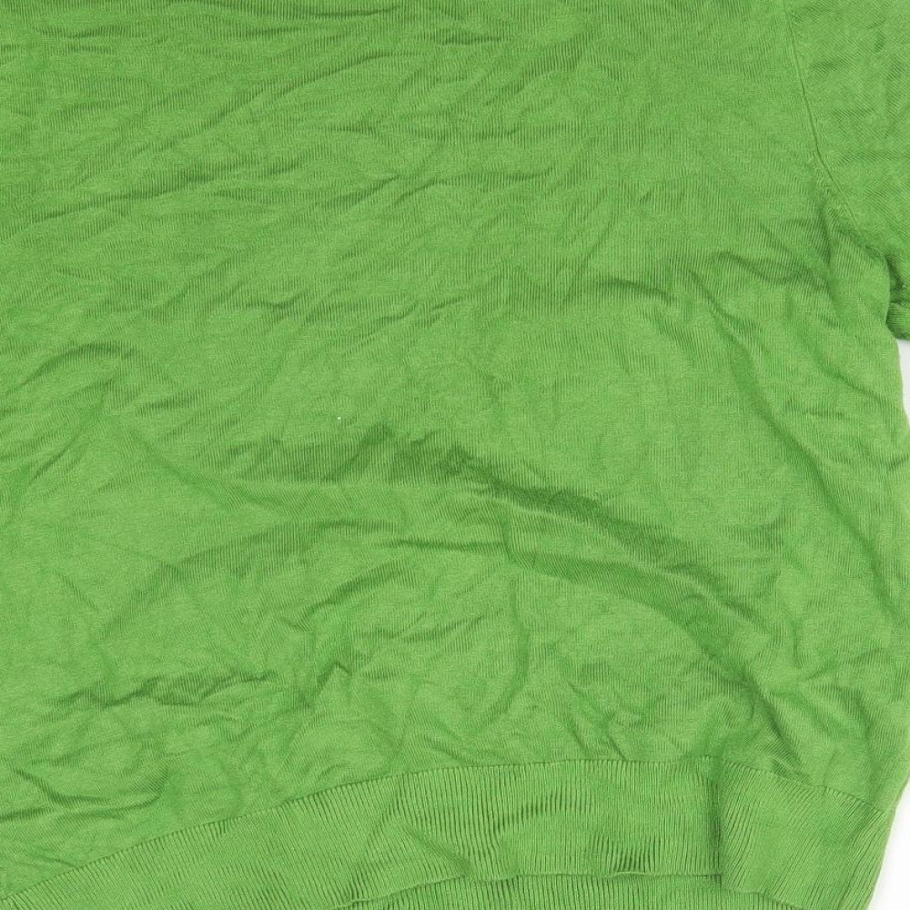 M&S Womens Green  Viscose Basic T-Shirt Size 12 Round Neck