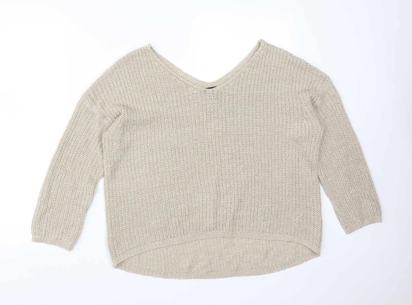 Atmosphere Womens Beige  Acrylic Basic T-Shirt Size 14 V-Neck