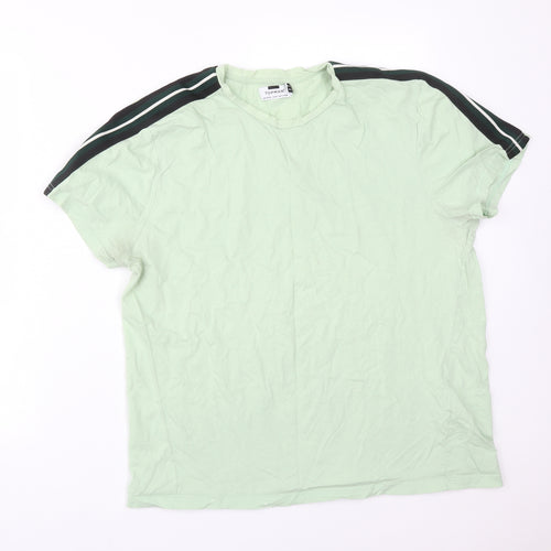 Topman Mens Green  Cotton  T-Shirt Size XL Round Neck