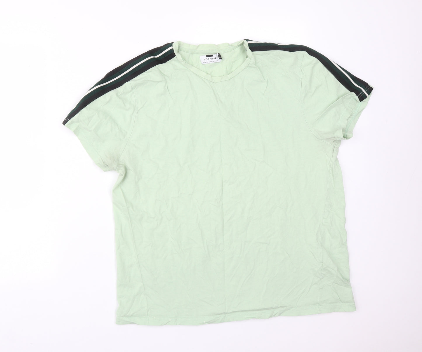 Topman Mens Green  Cotton  T-Shirt Size XL Round Neck