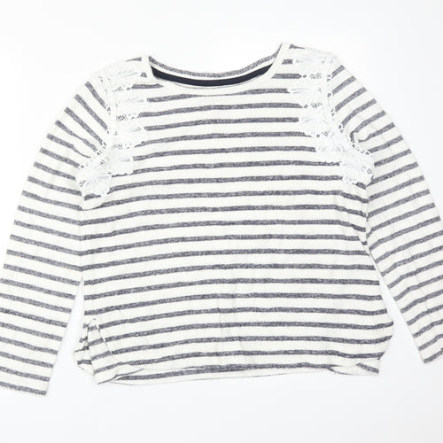 Matalan Womens Multicoloured Striped Cotton Basic T-Shirt Size 12 Boat Neck
