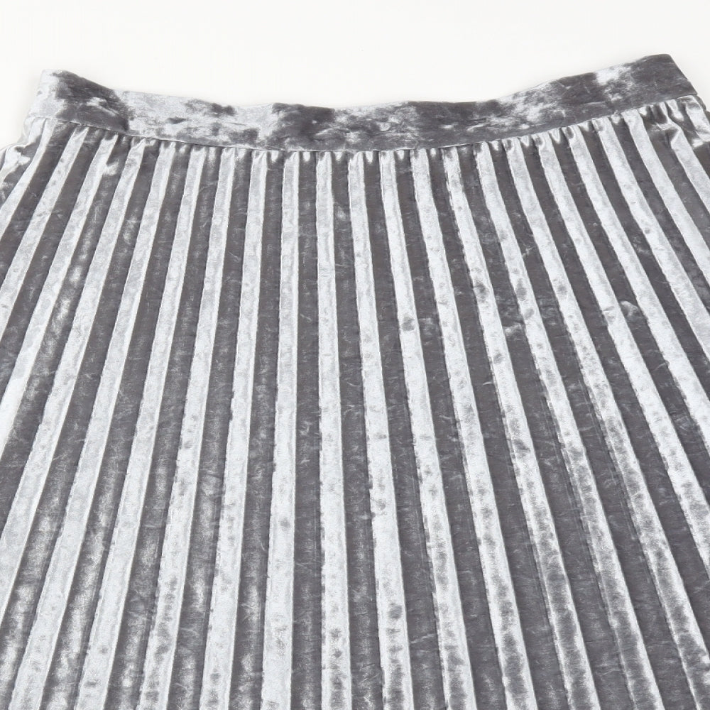 M&S Womens Silver  Polyester A-Line Skirt Size 14