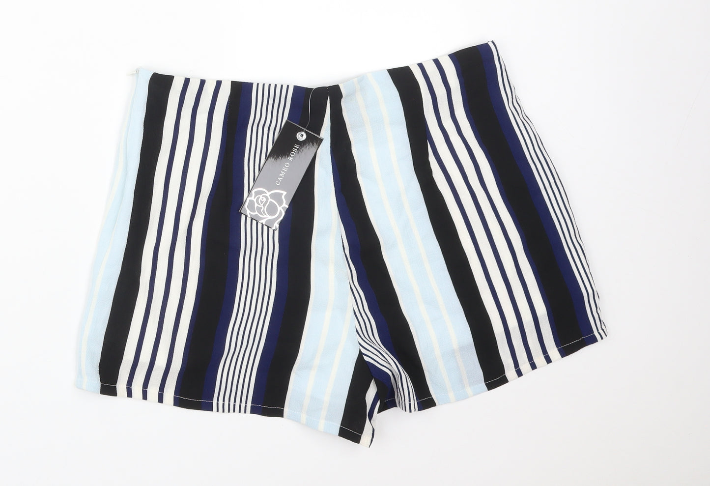 CAMEO ROSE Womens Multicoloured Striped Polyester  Shorts Size 14  Regular
