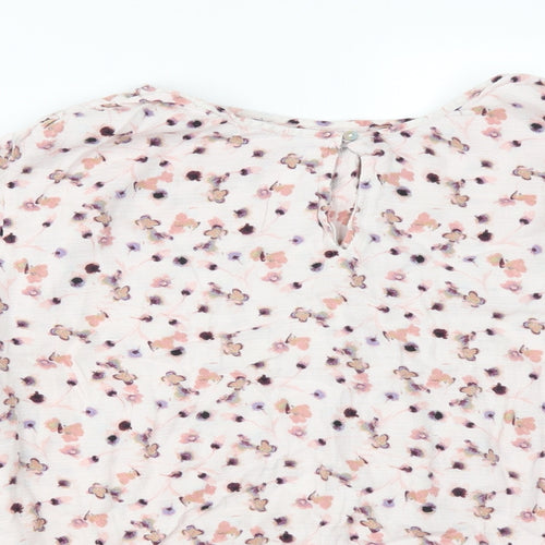 M&S Womens Multicoloured Floral Viscose Basic T-Shirt Size 22 Round Neck