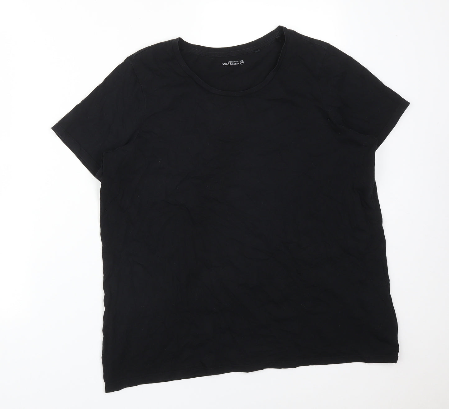 NEXT Womens Black  Cotton Basic T-Shirt Size 18 Round Neck