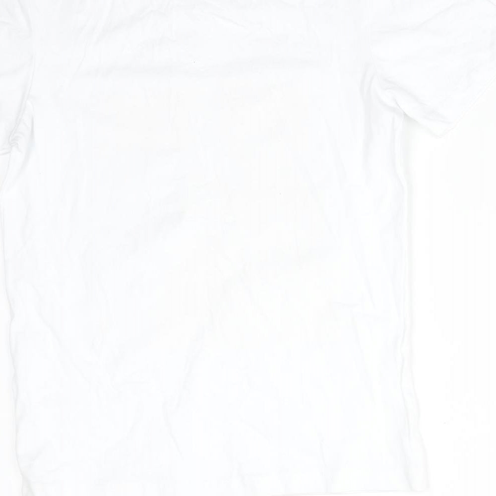 George Girls White  Cotton Basic T-Shirt Size 9-10 Years Crew Neck  - 100% WELSH DUDE