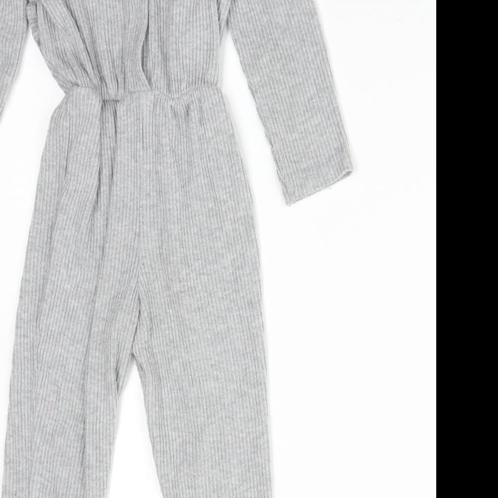 Matalan Girls Grey Striped Polyester Jumpsuit One-Piece Size 2-3 Years