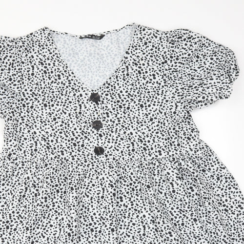 SheIn Womens Multicoloured Animal Print Polyester A-Line  Size S V-Neck
