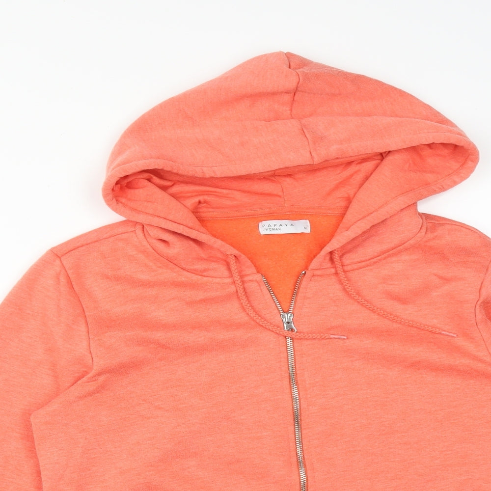 Papaya Womens Orange  Polyester Full Zip Hoodie Size M