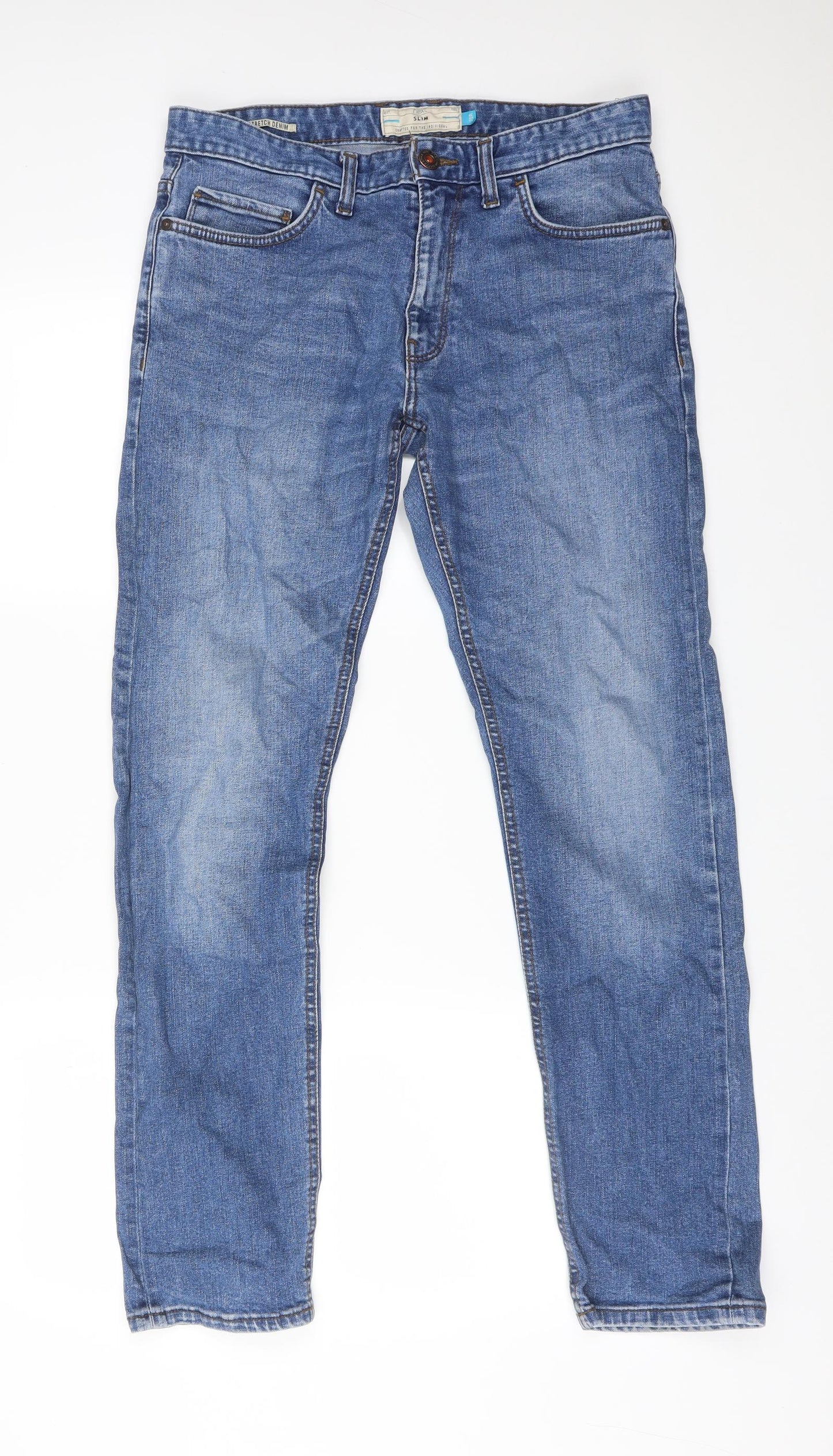 NEXT Mens Blue  Cotton Straight Jeans Size 30 L31 in Slim