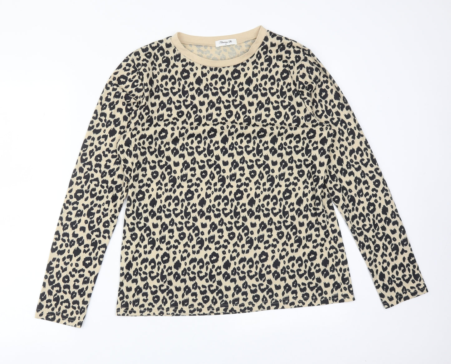 Blooming Jelly Womens Multicoloured Animal Print Viscose Basic T-Shirt Size M Round Neck