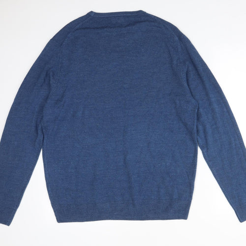 F&F Mens Blue  Acrylic  T-Shirt Size L Crew Neck
