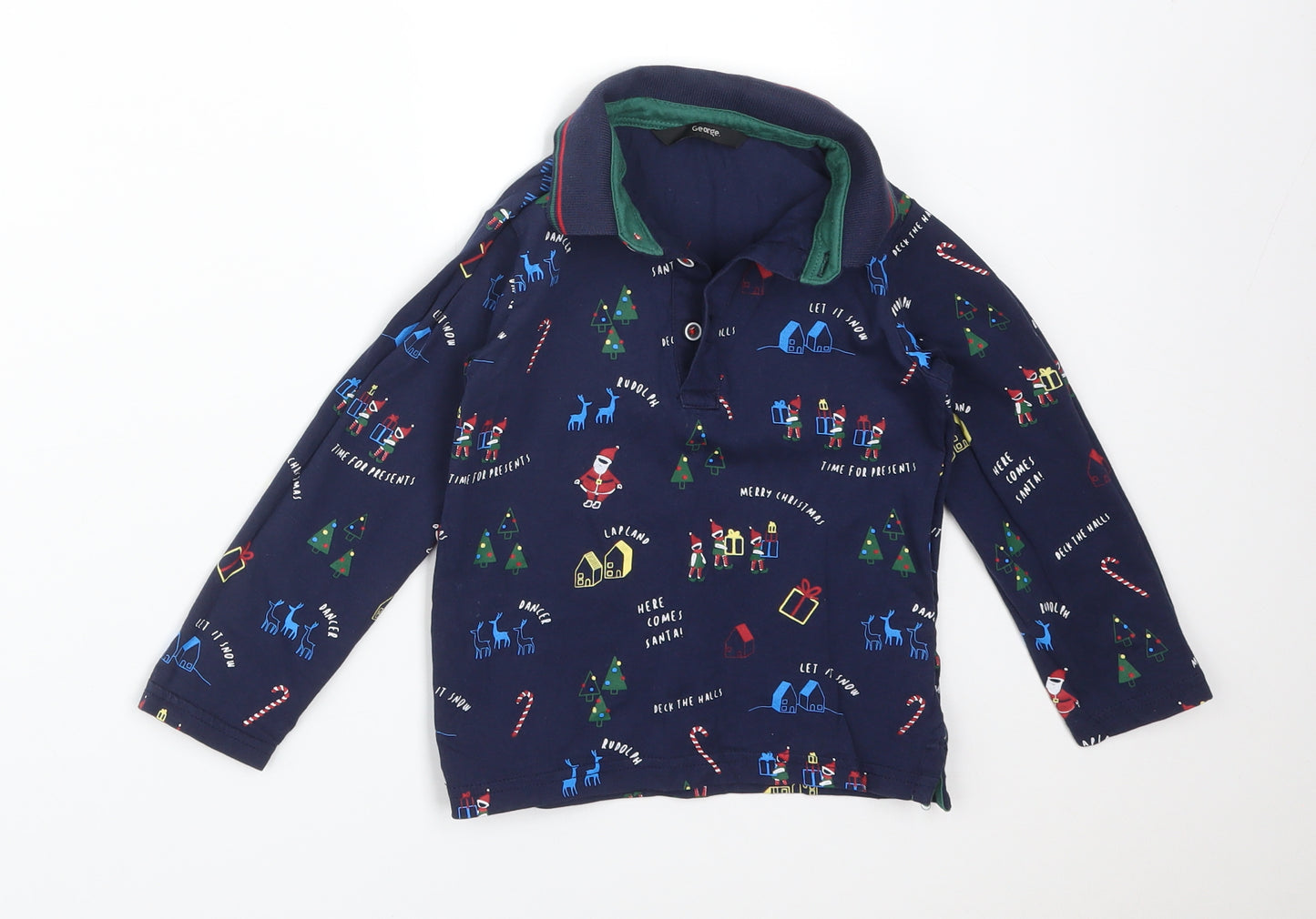 George Boys Multicoloured Geometric Cotton Basic Polo Size 3-4 Years Collared  - CHRISTMAS