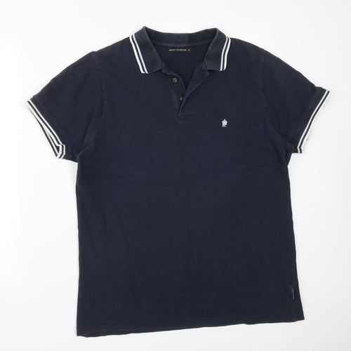 French Connection Mens Blue  Cotton  Polo Size XL Collared