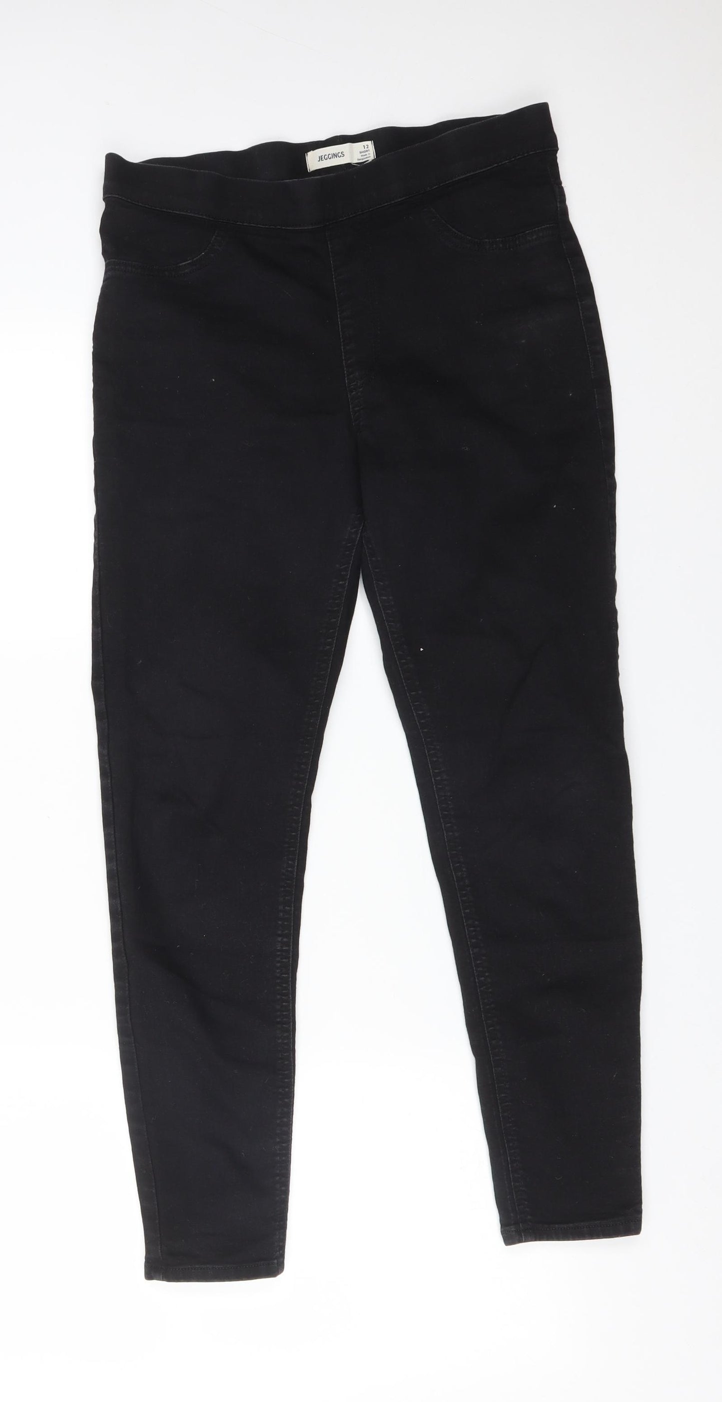 M&S Womens Black  Cotton Jegging Jeans Size 12 L26 in Regular