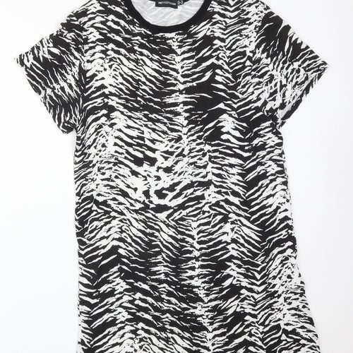 PRETTYLITTLETHING Womens Multicoloured Animal Print Viscose Basic T-Shirt Size 10 Crew Neck