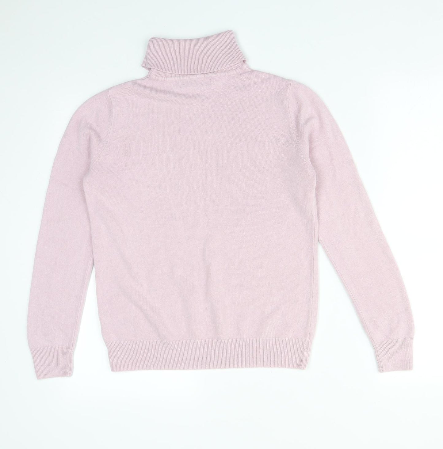 M&S Womens Pink  Acrylic Basic T-Shirt Size 10 Roll Neck