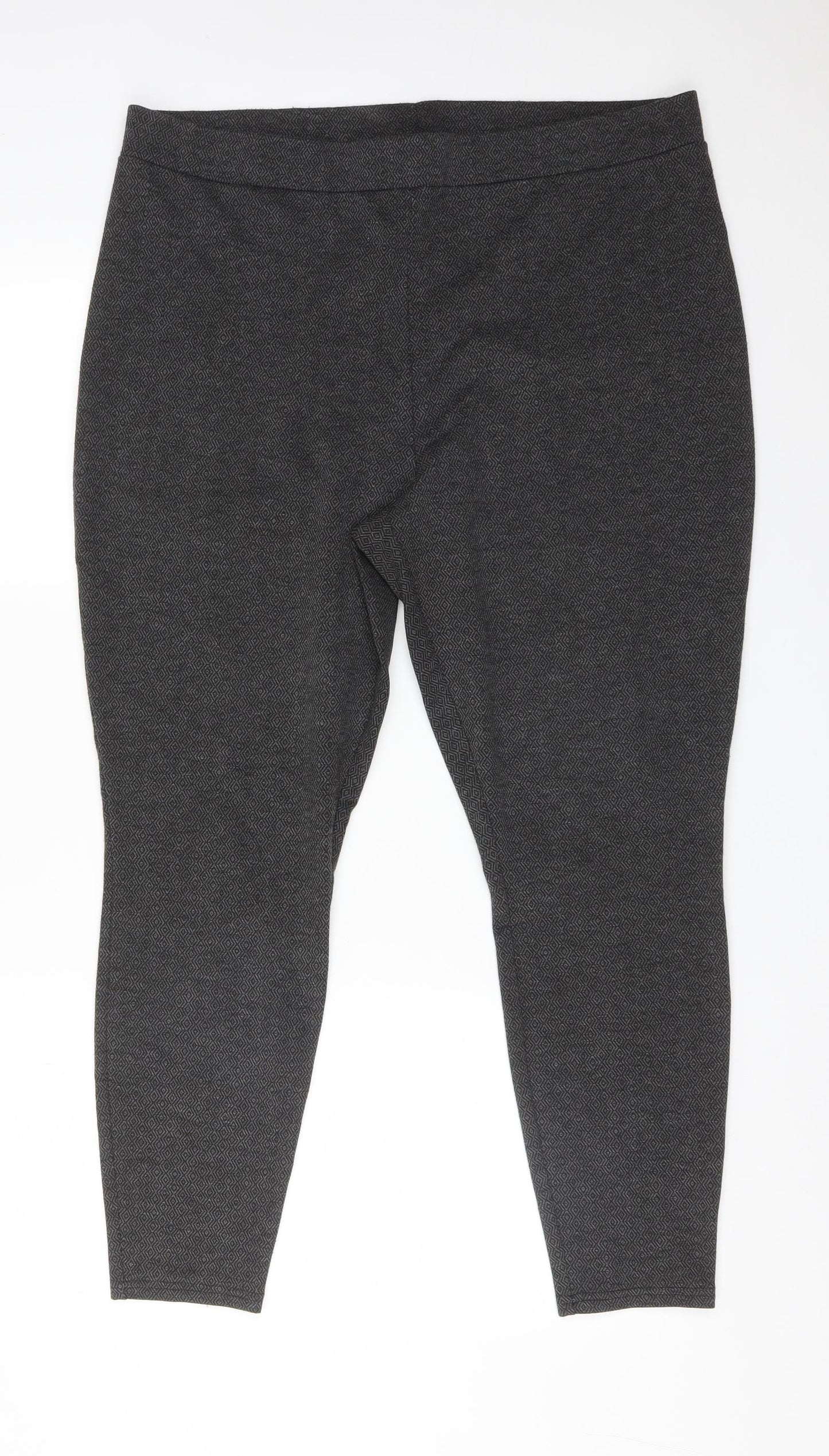 Papaya Womens Grey Argyle/Diamond Polyester Jegging Trousers Size 20 L26 in Regular