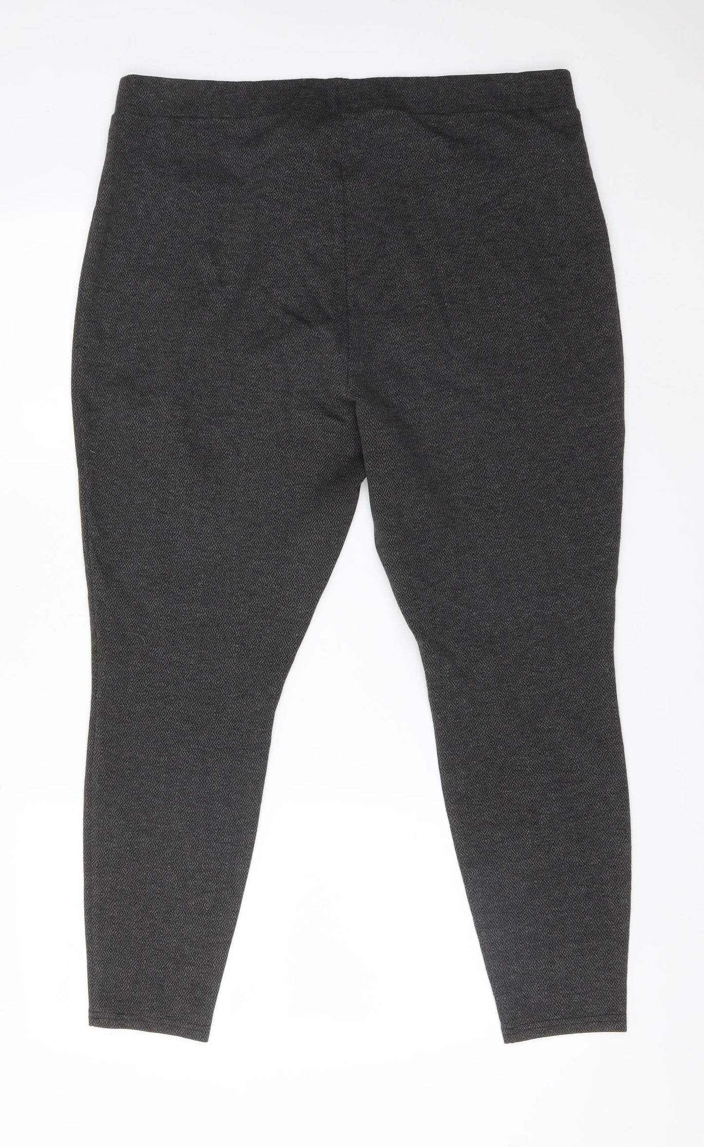 Papaya Womens Grey Argyle/Diamond Polyester Jegging Trousers Size 20 L26 in Regular