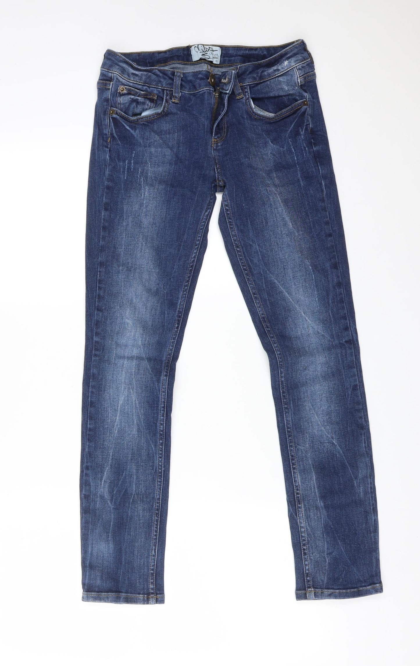 Miss Selfridge Womens Blue  Cotton Straight Jeans Size 10 L27 in Regular