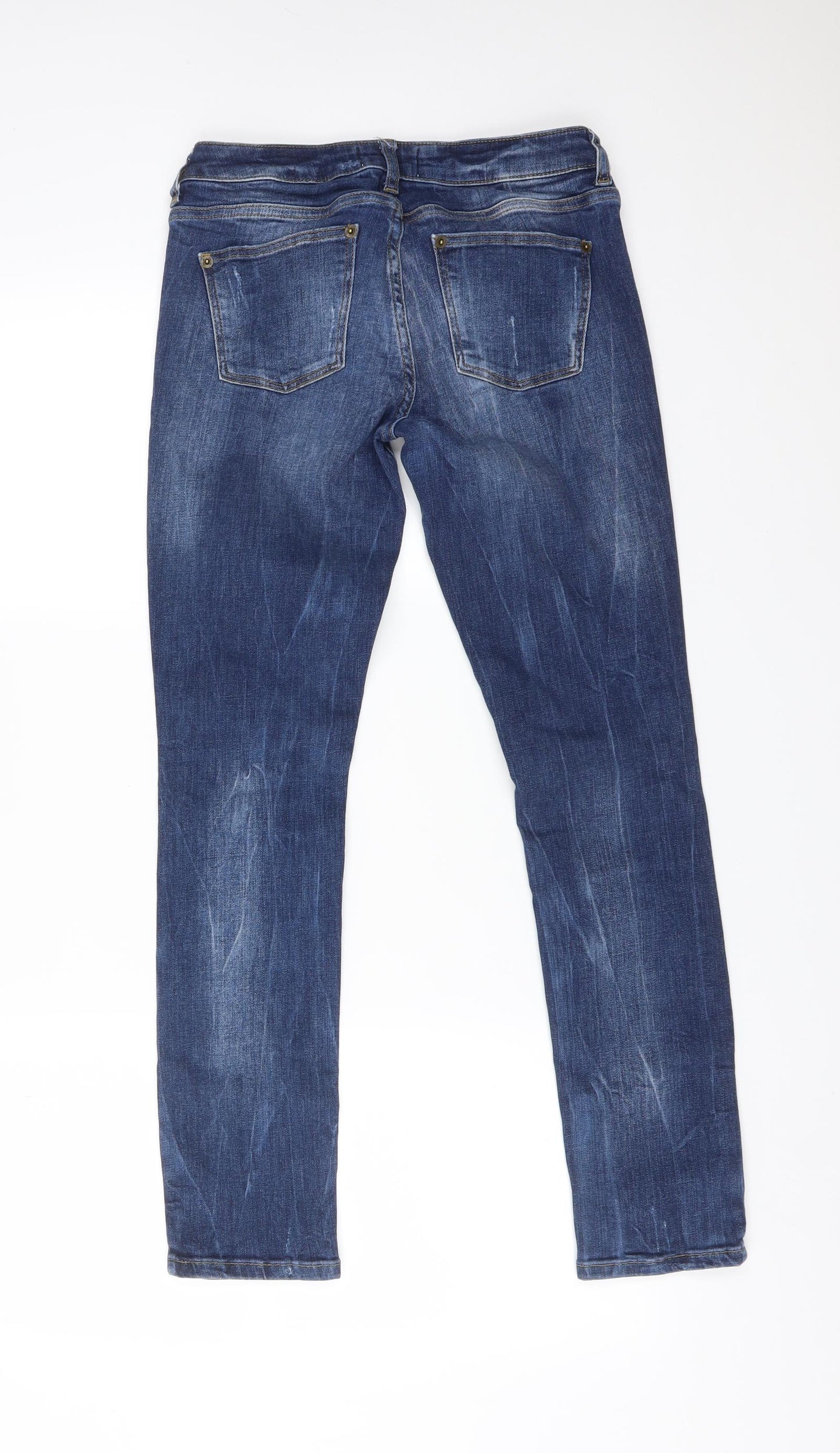 Miss Selfridge Womens Blue  Cotton Straight Jeans Size 10 L27 in Regular