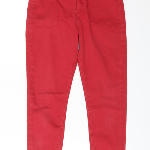 M&S Womens Red  Cotton Skinny Jeans Size 10 L25 in Regular