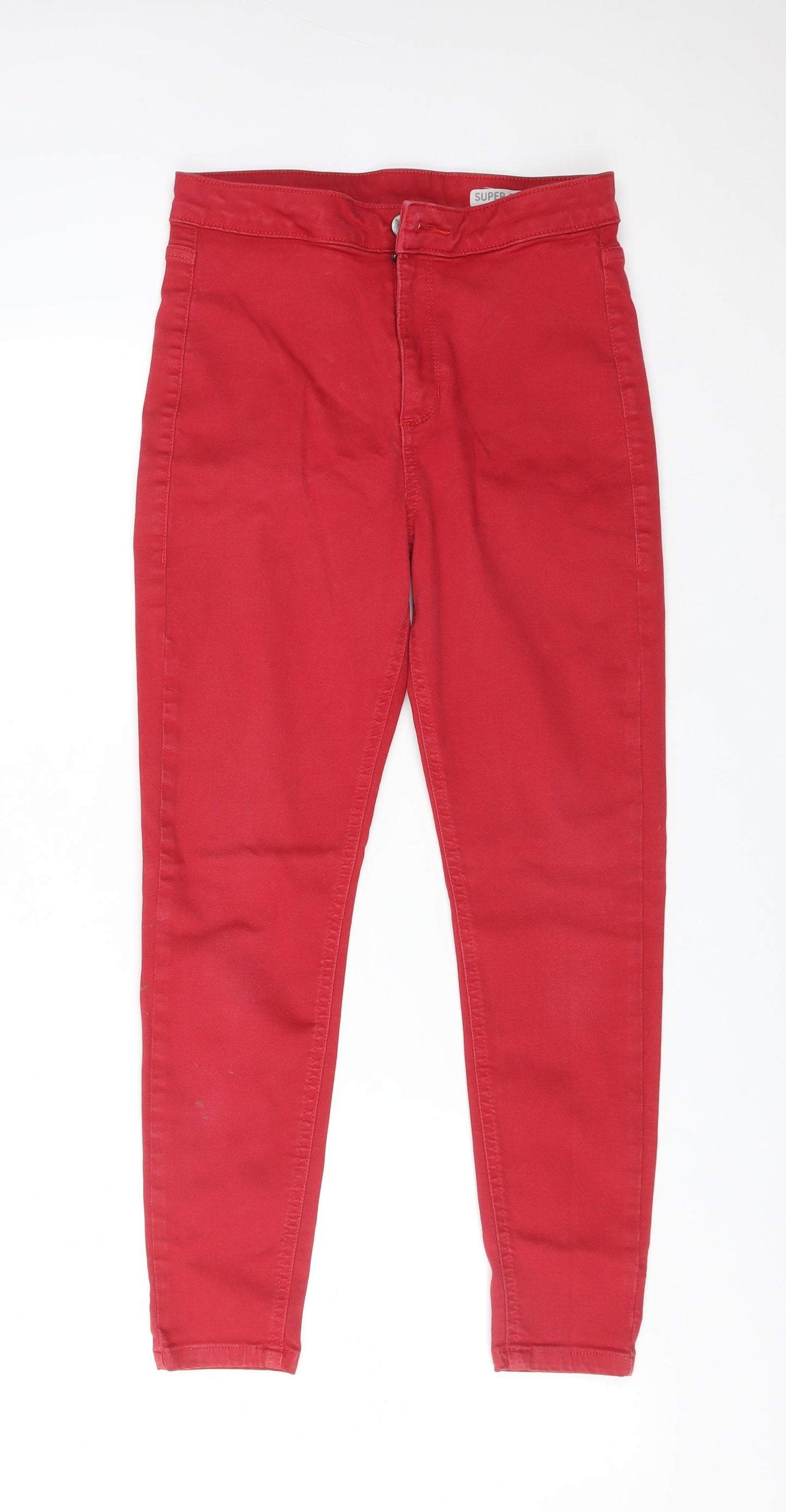 M&S Womens Red  Cotton Skinny Jeans Size 10 L25 in Regular