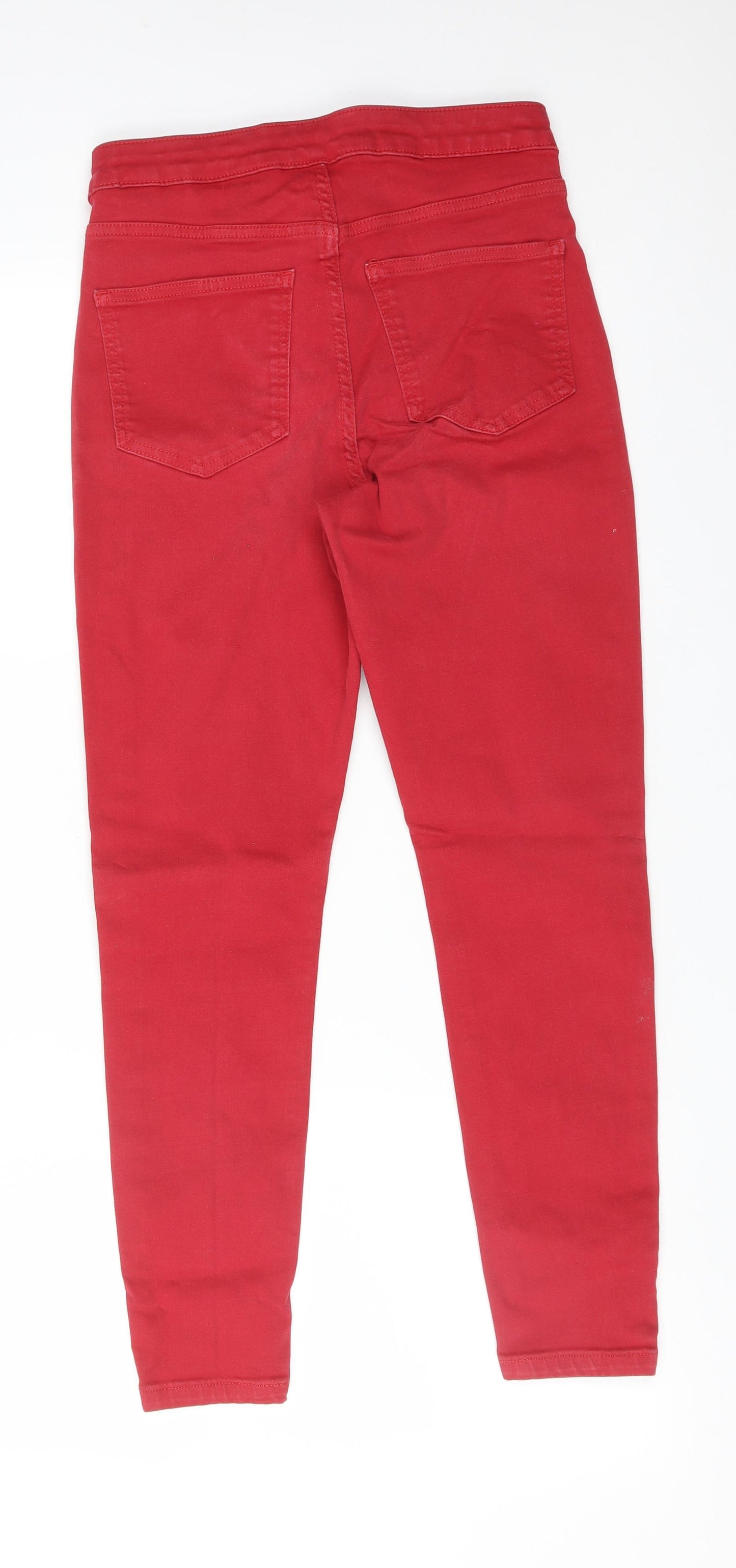 M&S Womens Red  Cotton Skinny Jeans Size 10 L25 in Regular