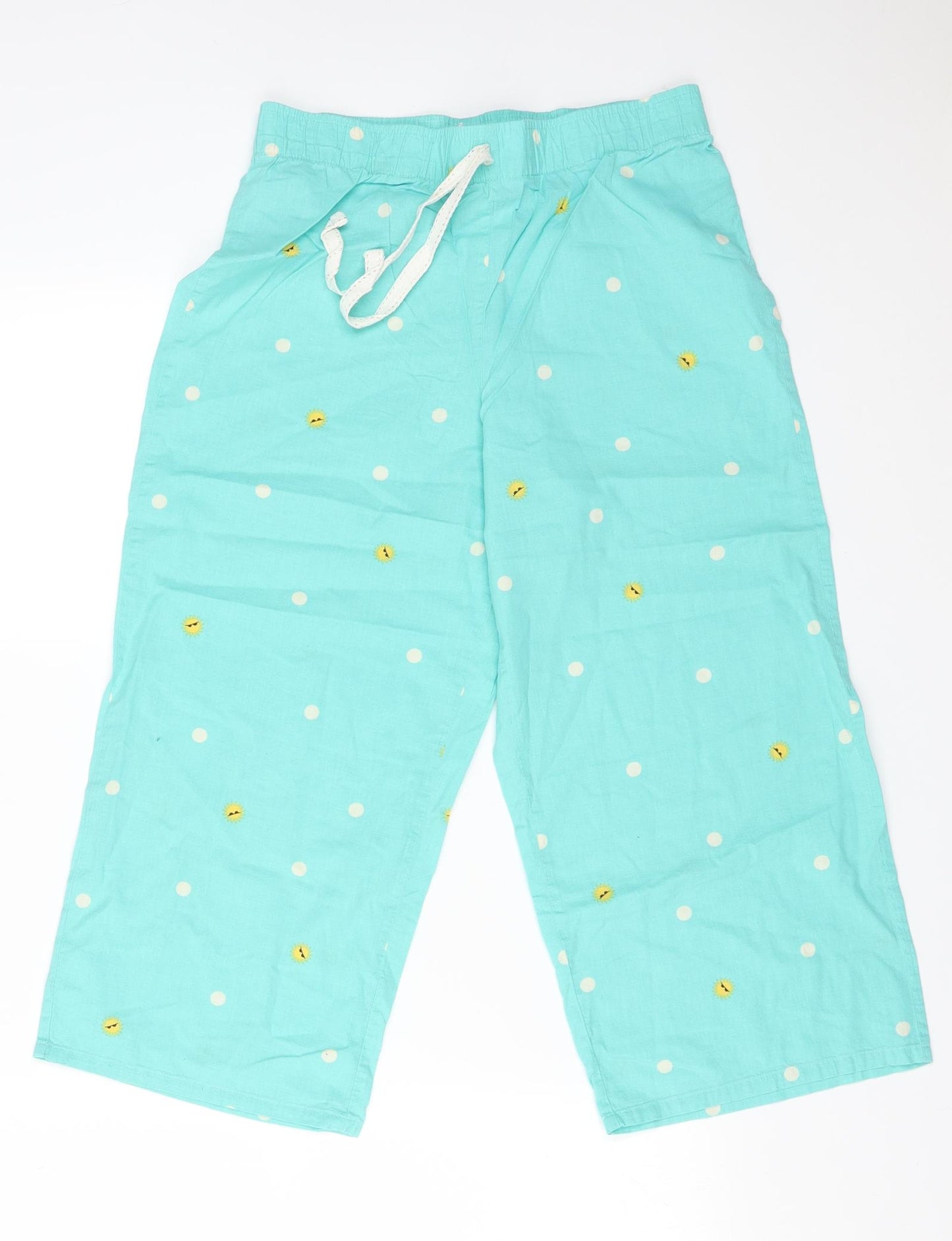 M&S Womens Green Polka Dot Cotton  Pyjama Pants Size 8   - SUN