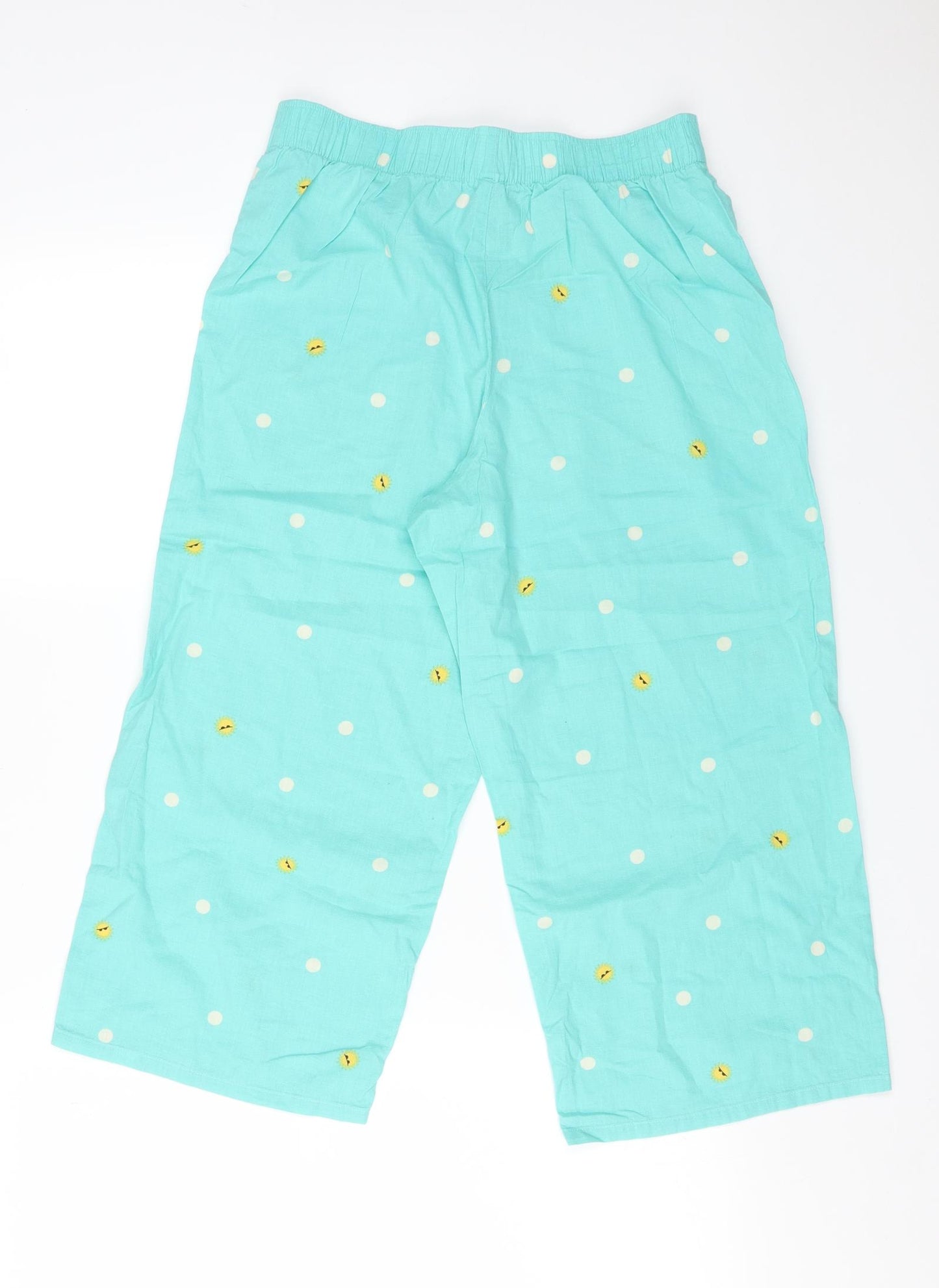 M&S Womens Green Polka Dot Cotton  Pyjama Pants Size 8   - SUN