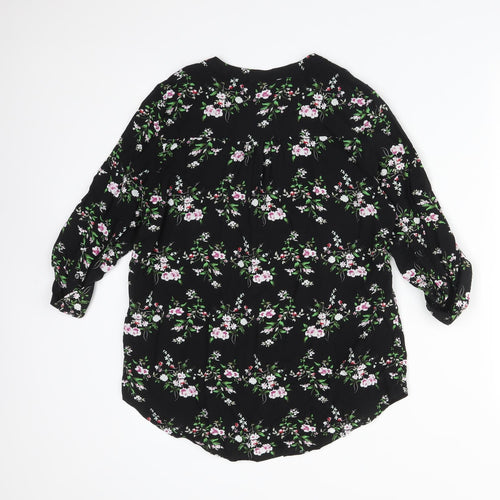 Atmosphere Womens Multicoloured Floral  Basic T-Shirt Size 10 V-Neck