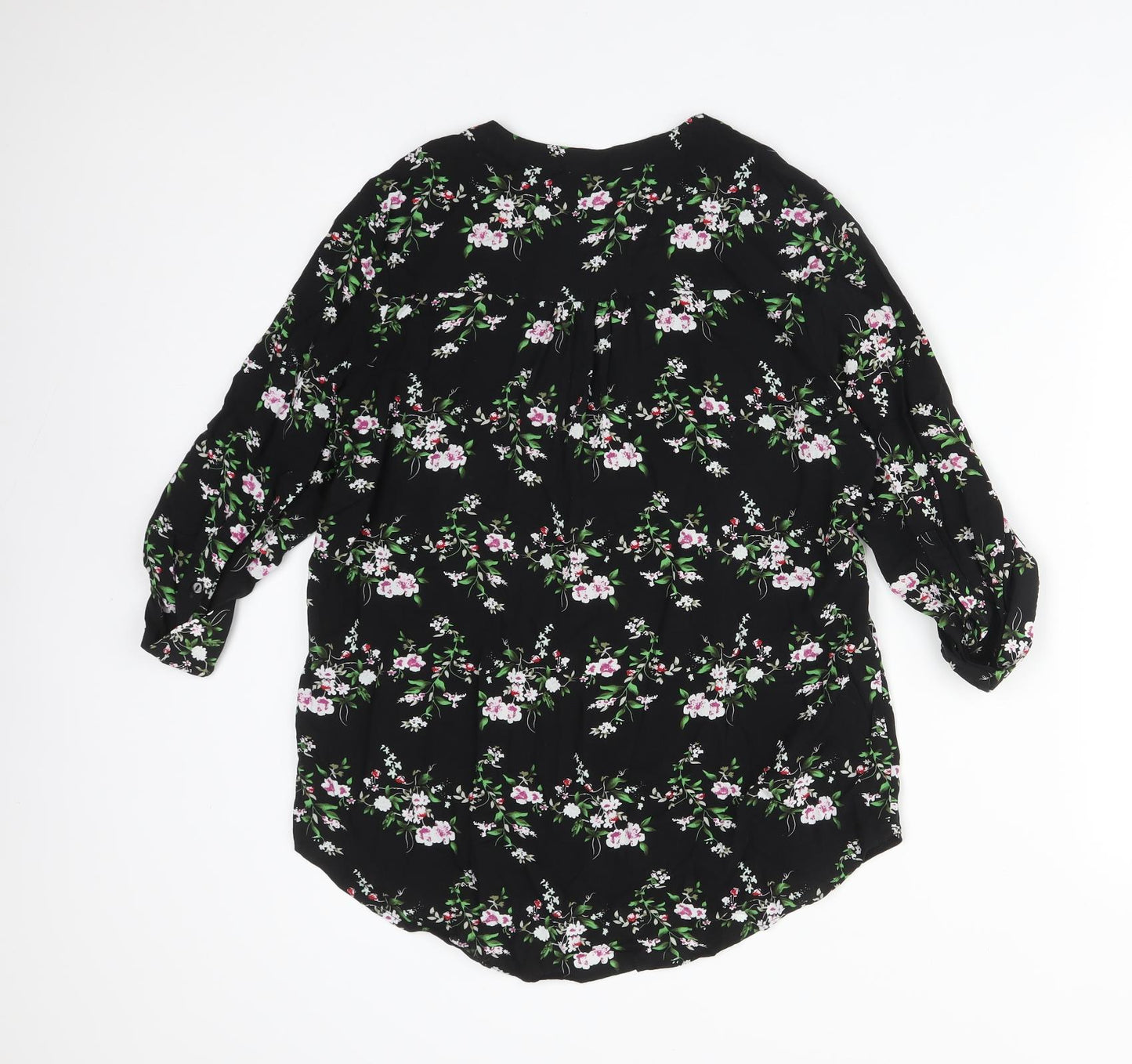 Atmosphere Womens Multicoloured Floral  Basic T-Shirt Size 10 V-Neck