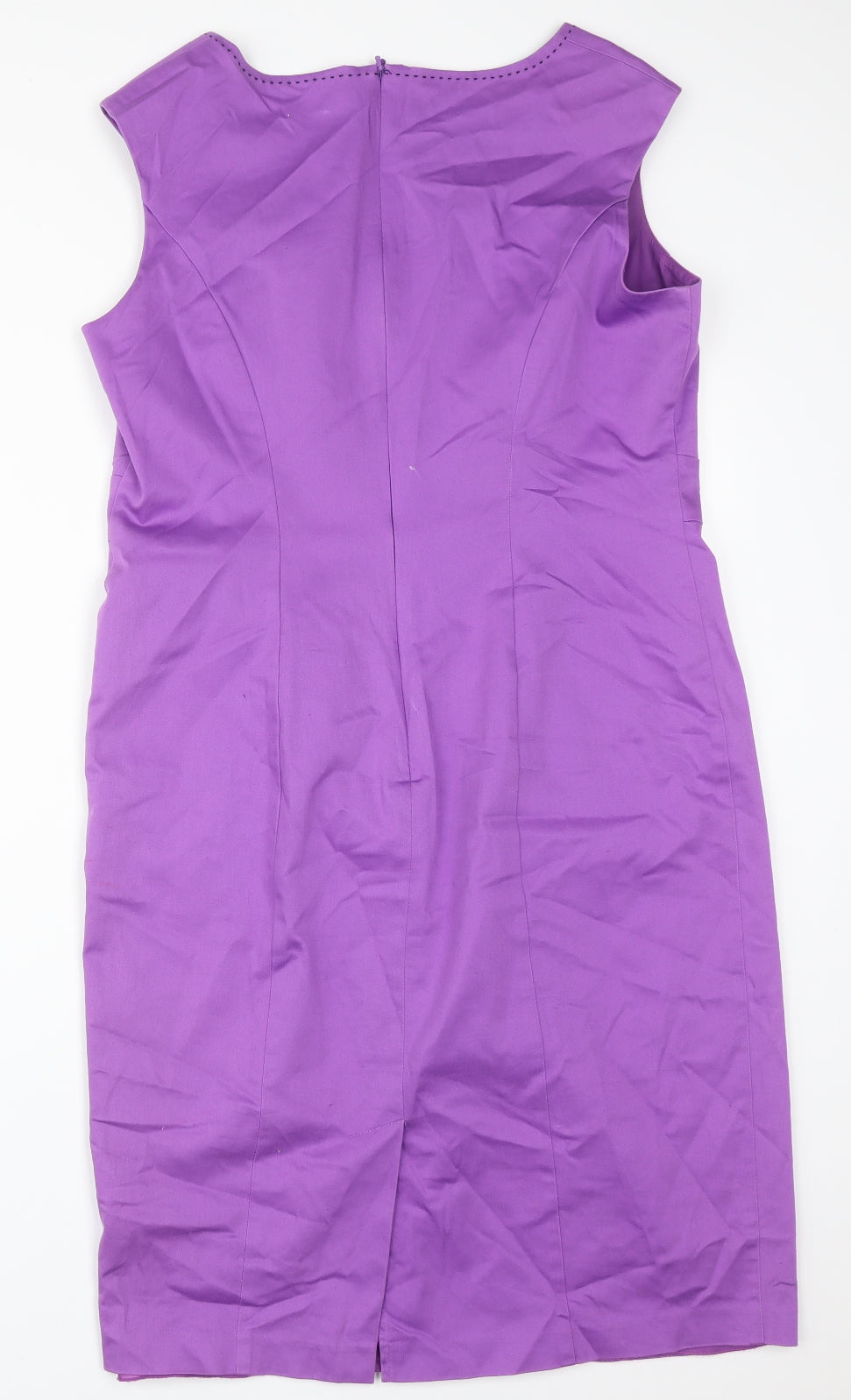 M&S Womens Purple  Cotton Pencil Dress  Size 16 Round Neck