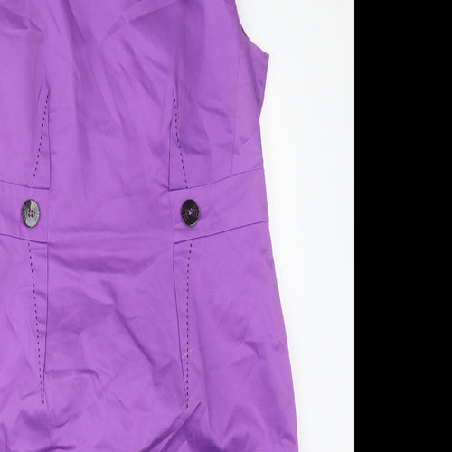 M&S Womens Purple  Cotton Pencil Dress  Size 16 Round Neck