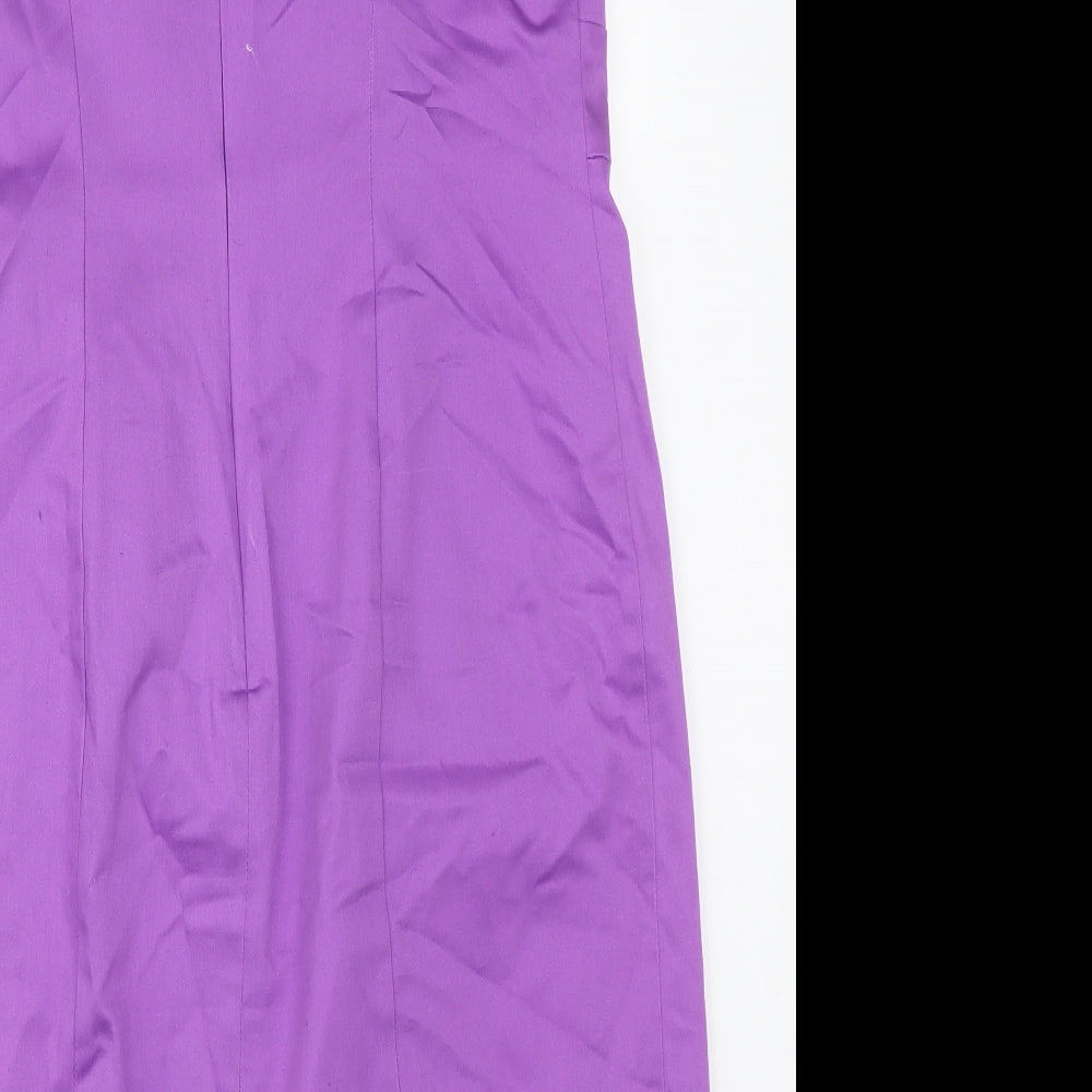 M&S Womens Purple  Cotton Pencil Dress  Size 16 Round Neck