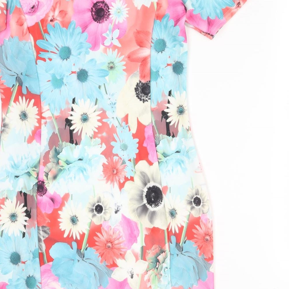 Quiz Womens Multicoloured Floral Polyester Bodycon  Size 14 Off the Shoulder