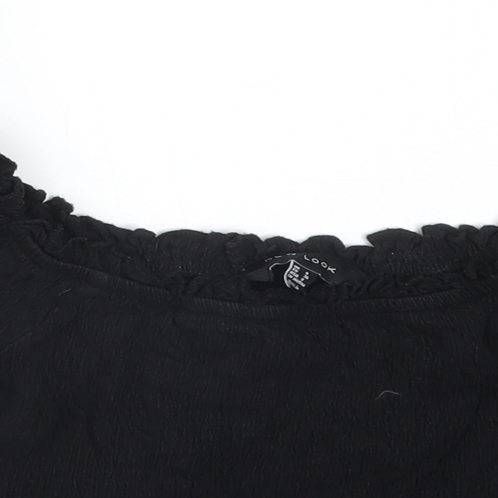 New Look Womens Black  Cotton Basic T-Shirt Size 8 Off the Shoulder