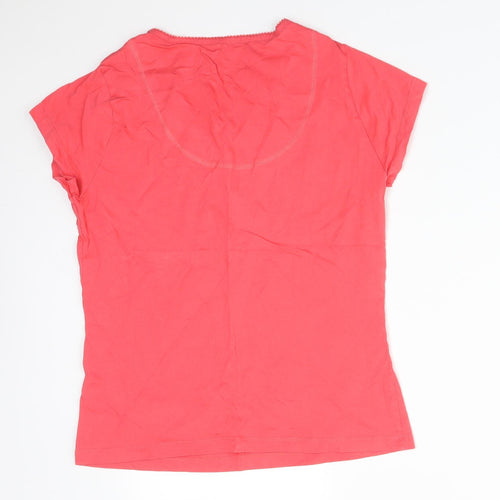 M&S Womens Pink  Cotton Basic T-Shirt Size 10 Round Neck