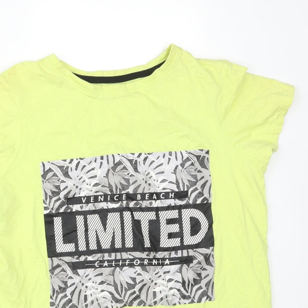 Primark Boys Yellow  Cotton Basic T-Shirt Size 13-14 Years Round Neck  - VENICE BEACH LIMITED CALIFORNIA WEST COAST