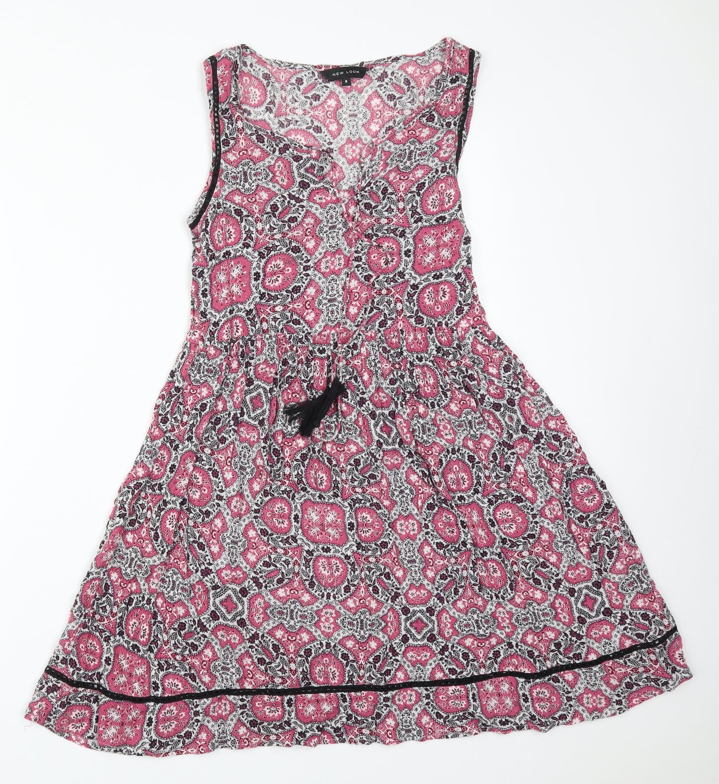 New Look Womens Multicoloured Floral Viscose A-Line  Size 6 V-Neck