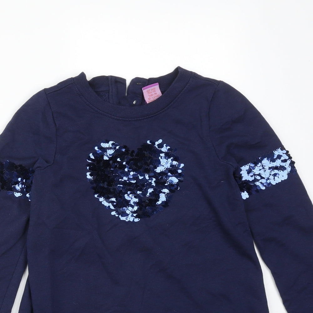 SHRINKING VIOLET Girls Blue  Cotton Pullover Sweatshirt Size 6-7 Years   - HEART