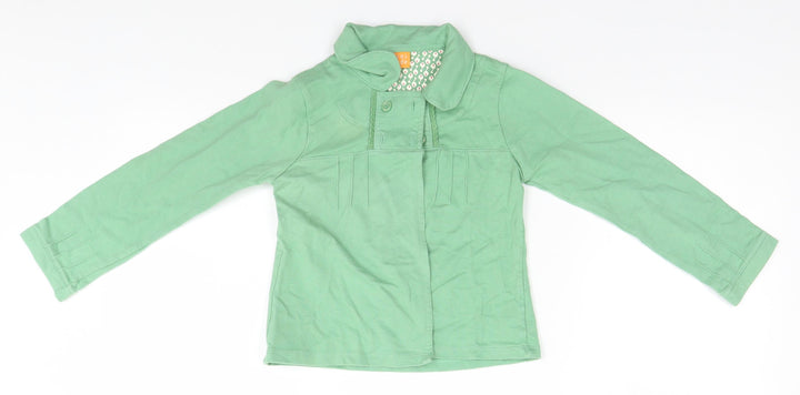 MINIMODE Girls Green Collared Cotton Cardigan Jumper Size 5-6 Years