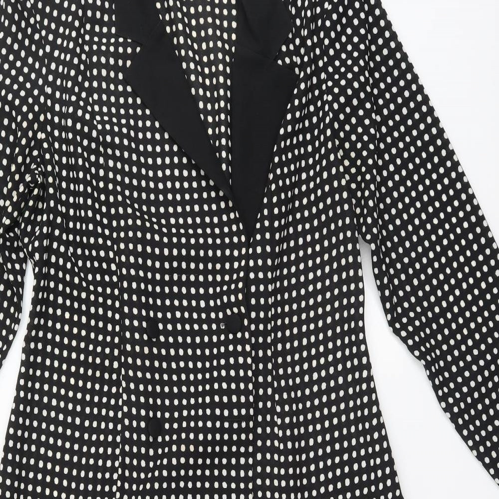 Kays Womens Black Polka Dot Polyester A-Line  Size 16 Collared