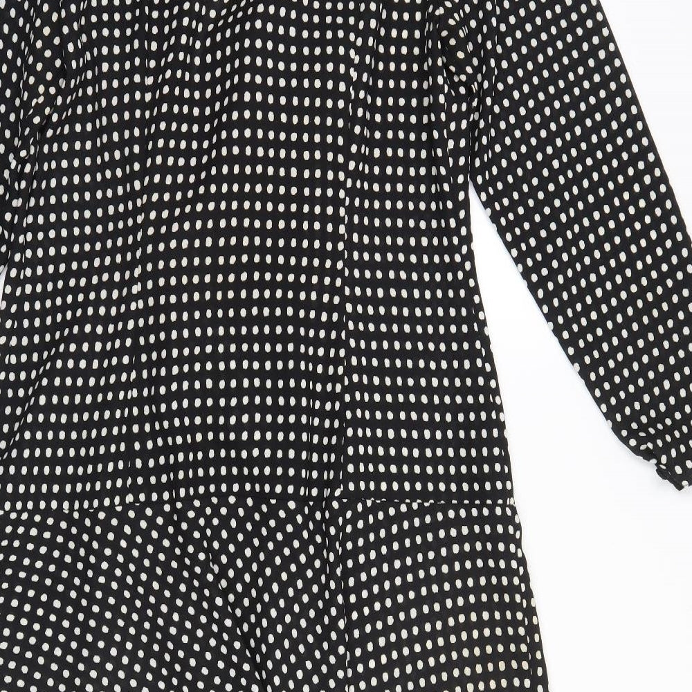 Kays Womens Black Polka Dot Polyester A-Line  Size 16 Collared